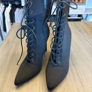 Women's Black Lace-Up Boots